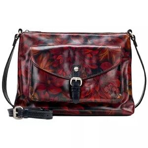 Patricia Nash Burgundy and Black Floral Crossbody Bag